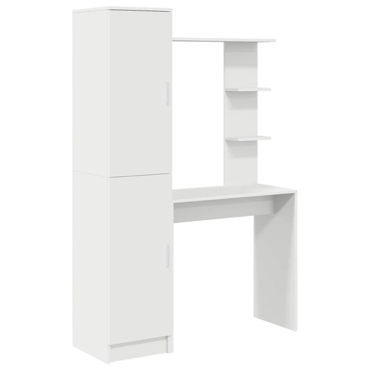 Desk with Shelf with Storage with Door 2 pcs White Desk with Shelf with Storage with Door 2 pcs White