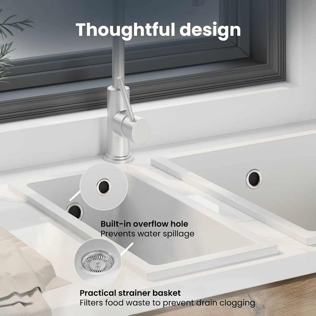 Kitchen Sink White 21 x 44 x 14 cm Granite