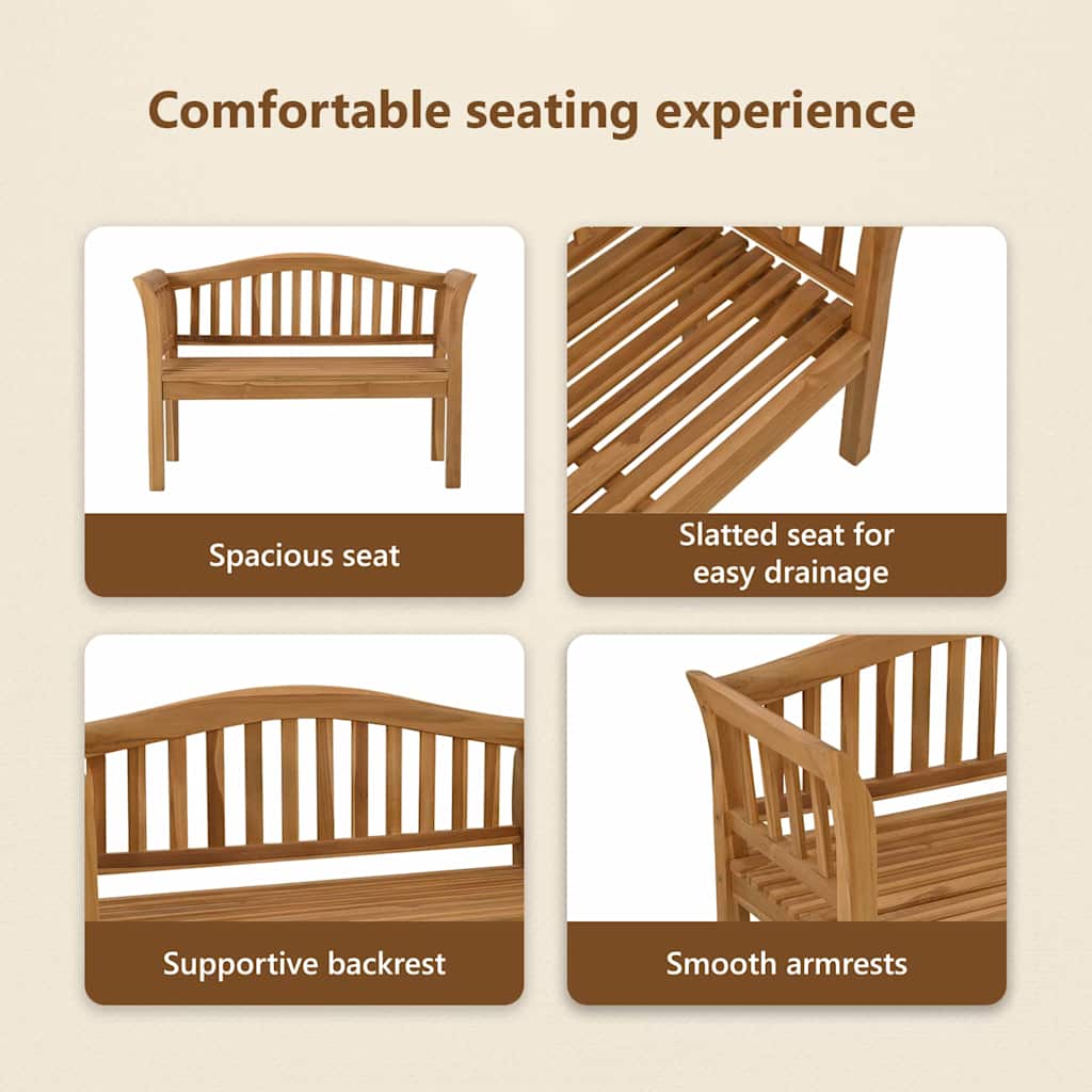 Bench Brown 120 x 53.5 x 85 cm Solid Teak wood