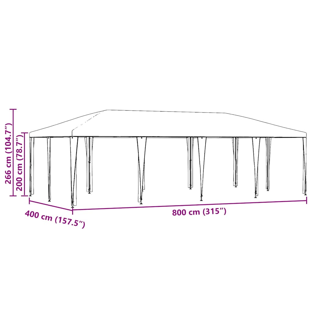Party Tent Anthracite 800 x 400 x 266 cm Polyethylene and Steel