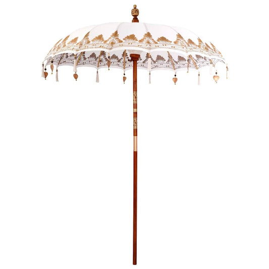 Balinese Parasol Cream 190 x 190 x 260 cm Cotton and Wood Balinese Parasol Cream 190 x 190 x 260 cm Cotton and Wood