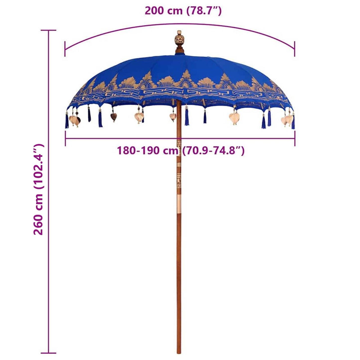 Balinese Parasol Blue (180-190) x 260 cm Cotton and Wood