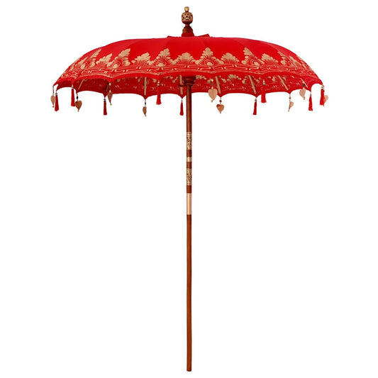 Balinese Parasol Red (180-190) x 260 cm Cotton and Wood Balinese Parasol Red (180-190) x 260 cm Cotton and Wood