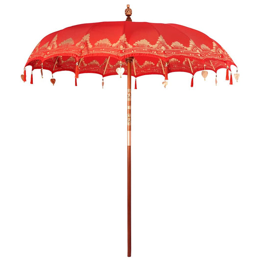 Balinese Parasol Red 215 x 215 x 260 cm Cotton and Wood Balinese Parasol Red 215 x 215 x 260 cm Cotton and Wood