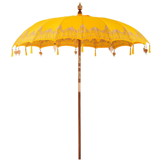 Balinese Parasol Yellow 215 x 215 x 260 cm Cotton and Wood Balinese Parasol Yellow 215 x 215 x 260 cm Cotton and Wood