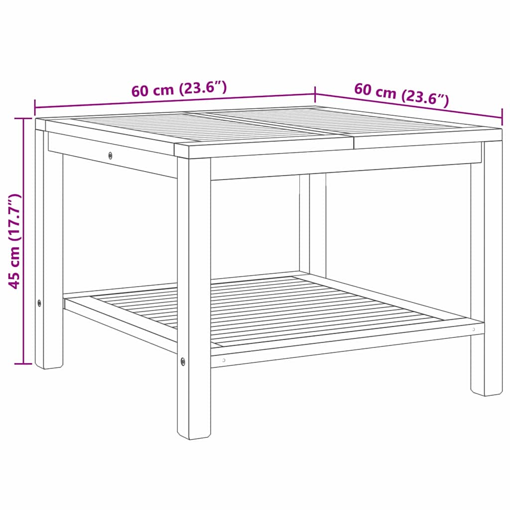 Coffee Table with Storage Brown 60 x 60 x 45 cm Solid Teak Wood