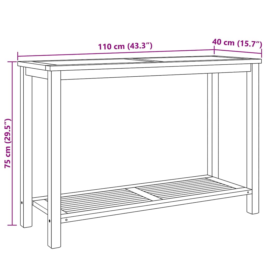 Console Table Brown 110 x 40 x 45 cm Solid Teak Wood