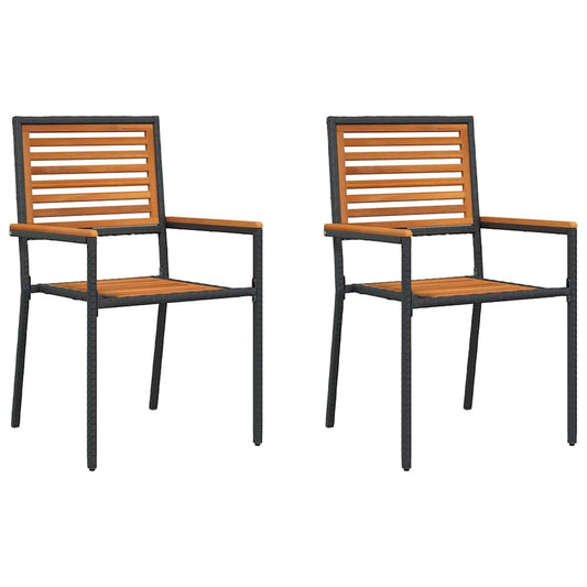Garden Stacking Chairs 2 pcs Brown and Black Garden Stacking Chairs 2 pcs Brown and Black