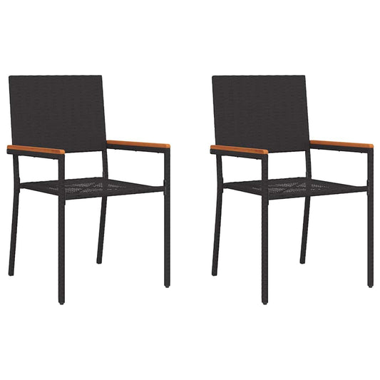 Garden Stacking Chairs 2 pcs Black and Brown Garden Stacking Chairs 2 pcs Black and Brown