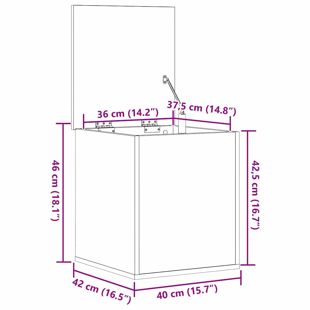 Storage Box Old Wood 40 x 42 x 46 cm Engineered Wood