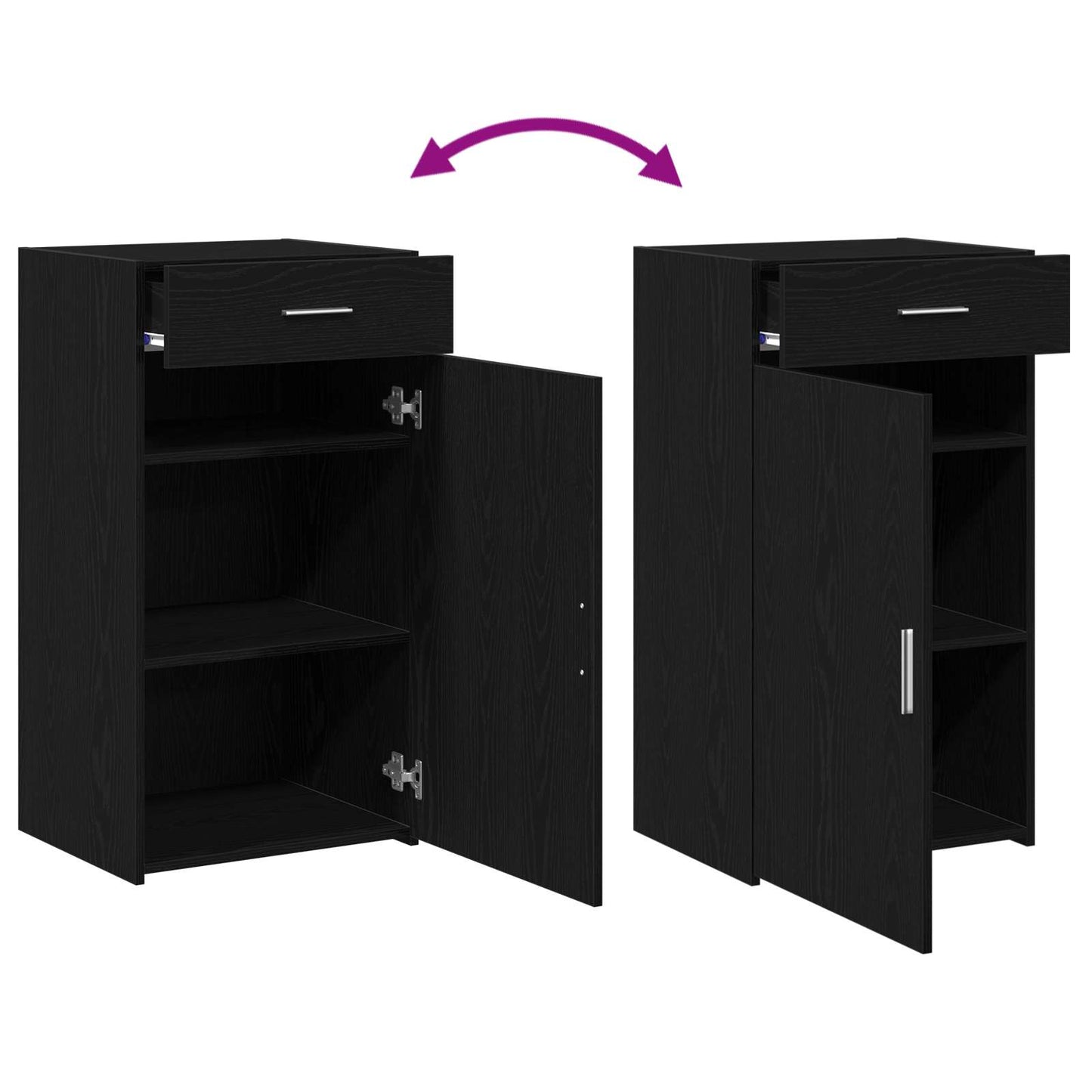 Sideboard with Drawer Black Oak 50 x 42.5 x 93 cm