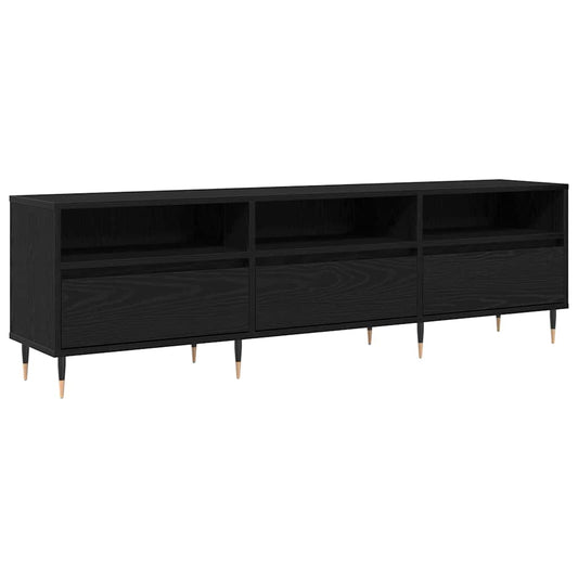 TV Cabinet 150 x 30 x 45 cm Black Oak Engineered Wood TV Cabinet 150 x 30 x 45 cm Black Oak Engineered Wood