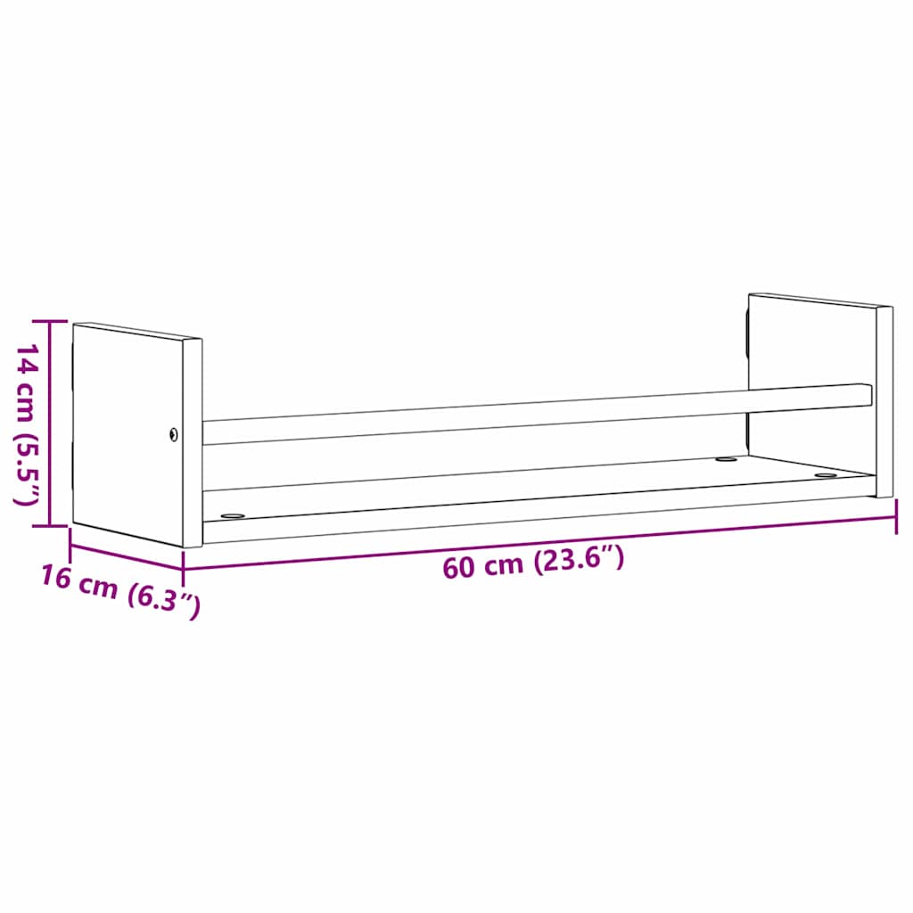 Wall Shelf Wall-mounted 2 pcs Old Wood 60 x 16 x 14 cm