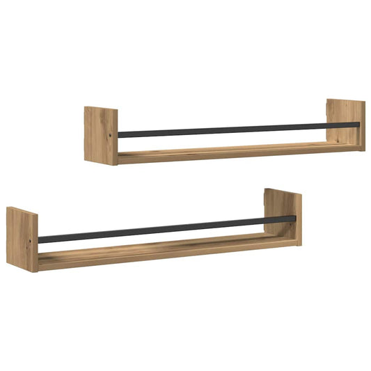 Wall Shelf Wall-mounted 2 pcs Artisan Oak 80 x 16 x 14 cm Wall Shelf Wall-mounted 2 pcs Artisan Oak 80 x 16 x 14 cm