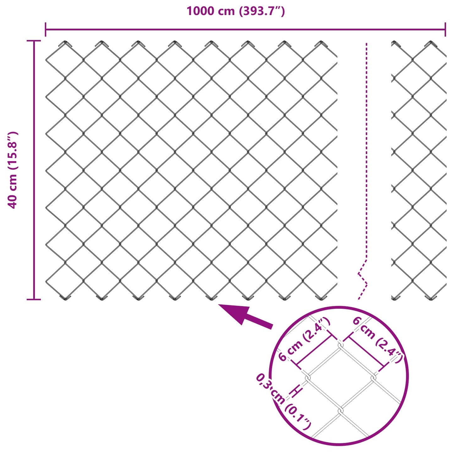 Chain Link Fence 10 x 0.4 m Steel Green