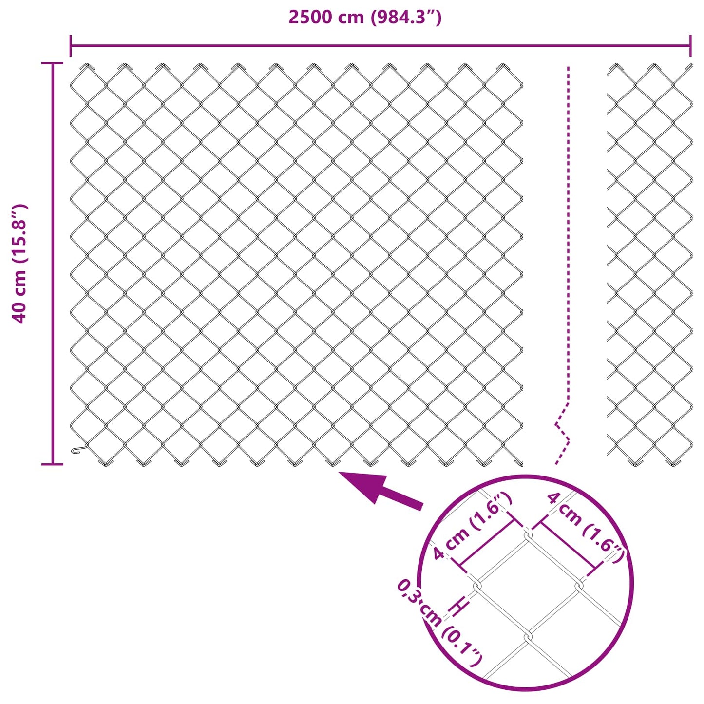 Chain Link Fence 25 x 0.4 m Steel Green