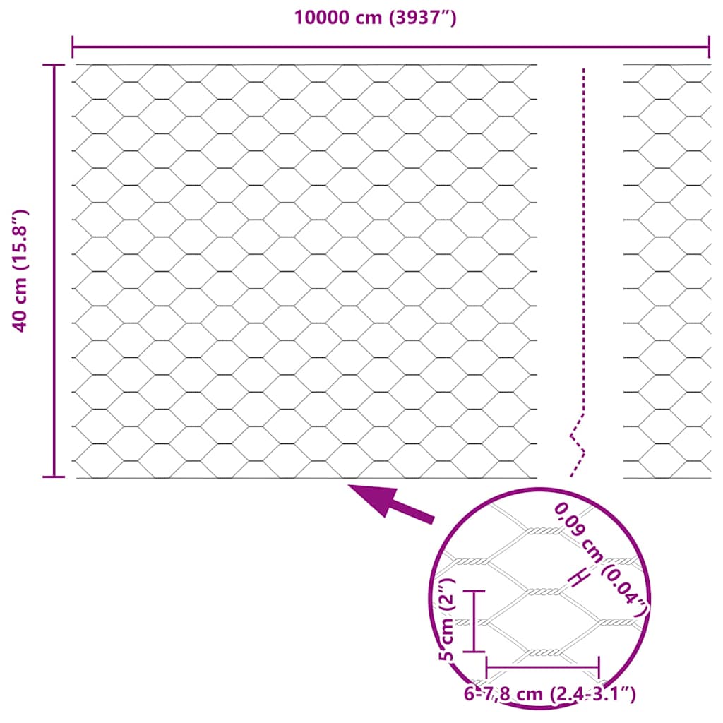 Hexagon Fence 0.4 x 100 m PVC Green