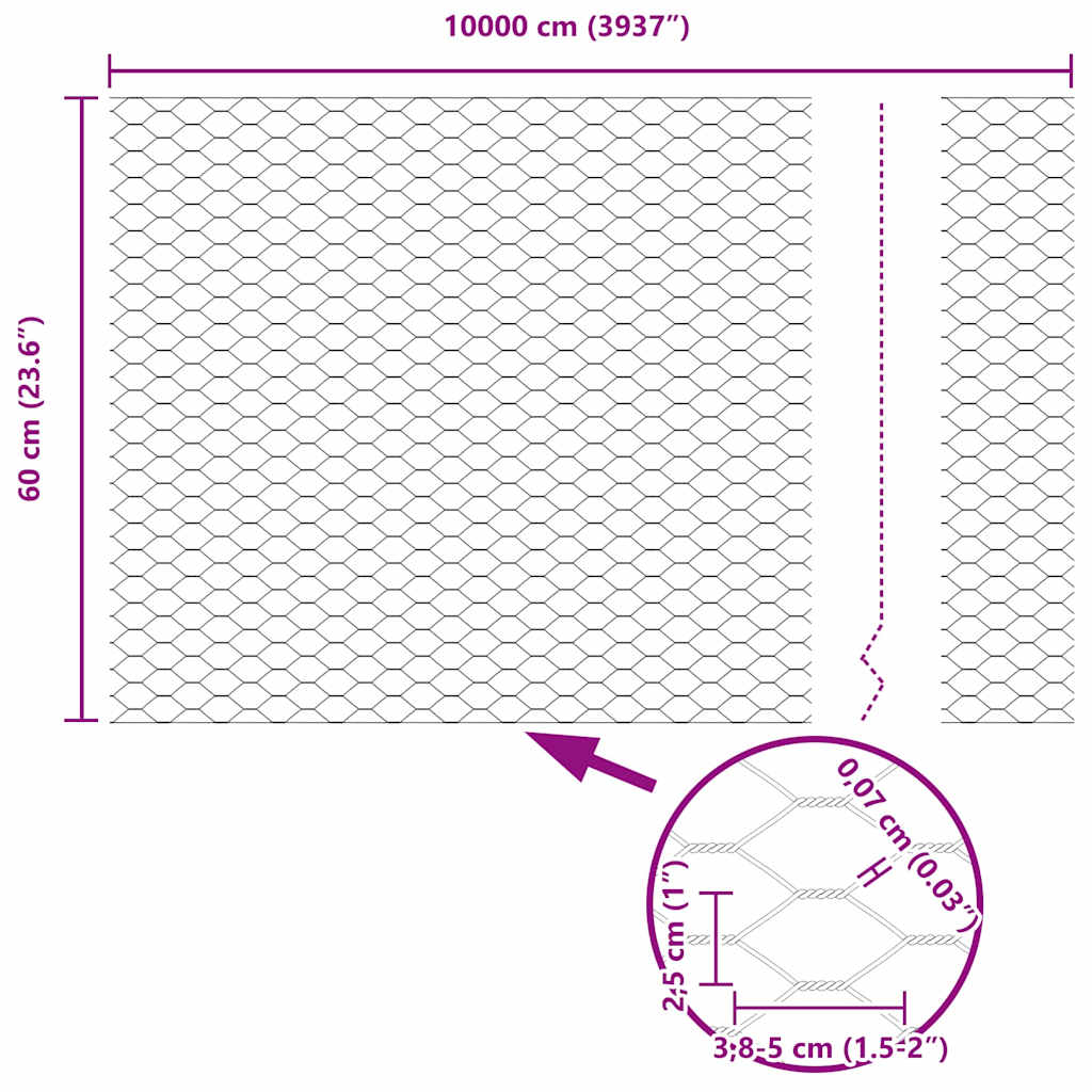 Hexagon Fence Green 0.6 x 100 m PVC