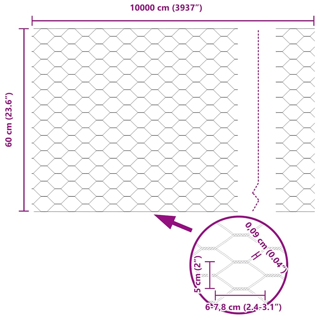Hexagon Fence Green 0.6 x 100 m PVC