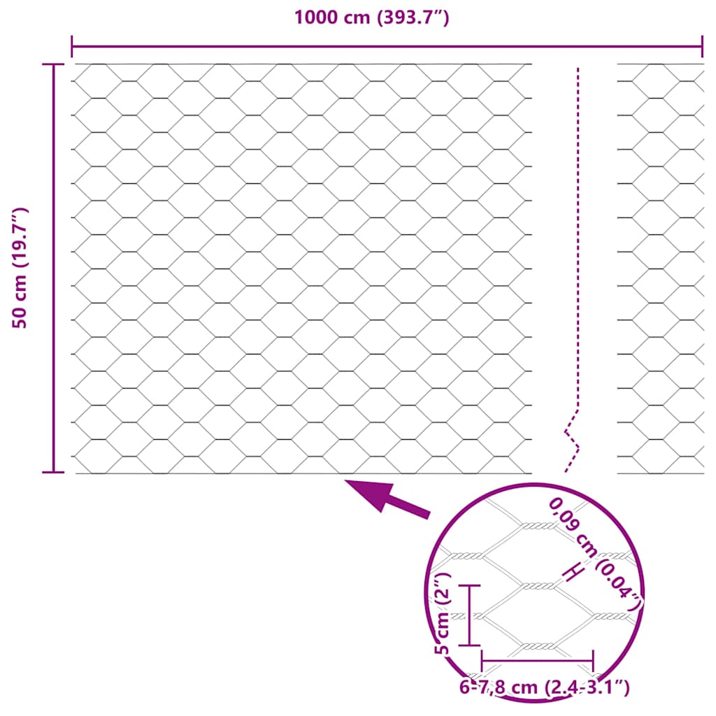 Hexagon Fence Grey 0.5 x 10 m PVC