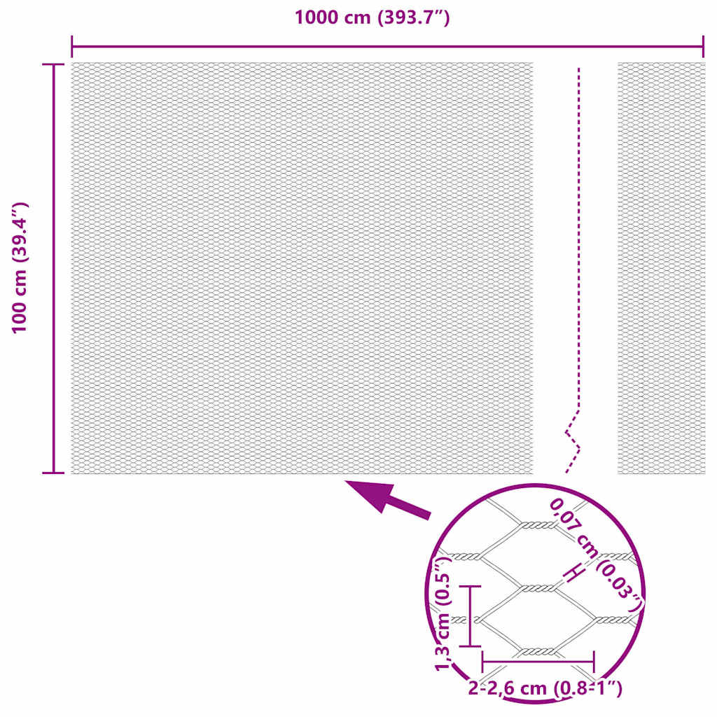 Hexagon Fence Grey 1 x 10 m PVC