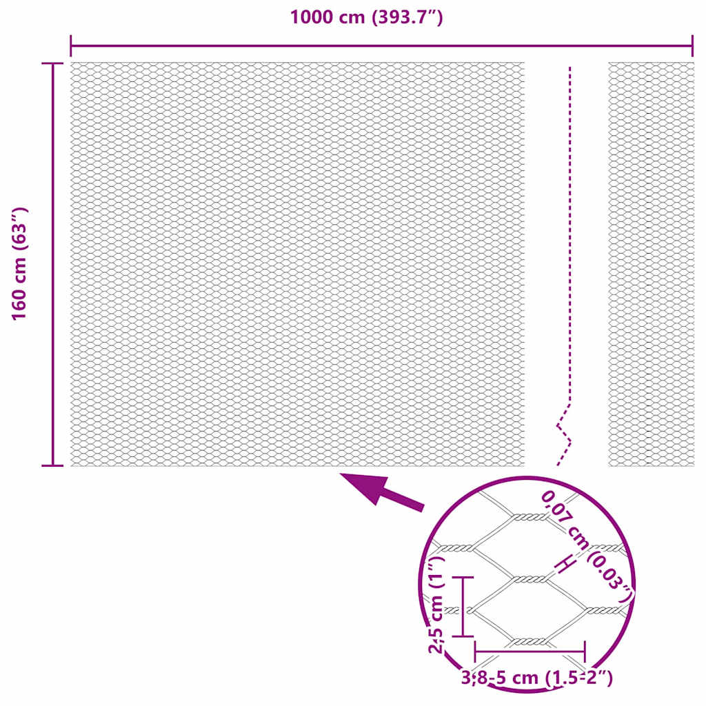 Hexagon Fence Grey 1.6 x 10 m PVC