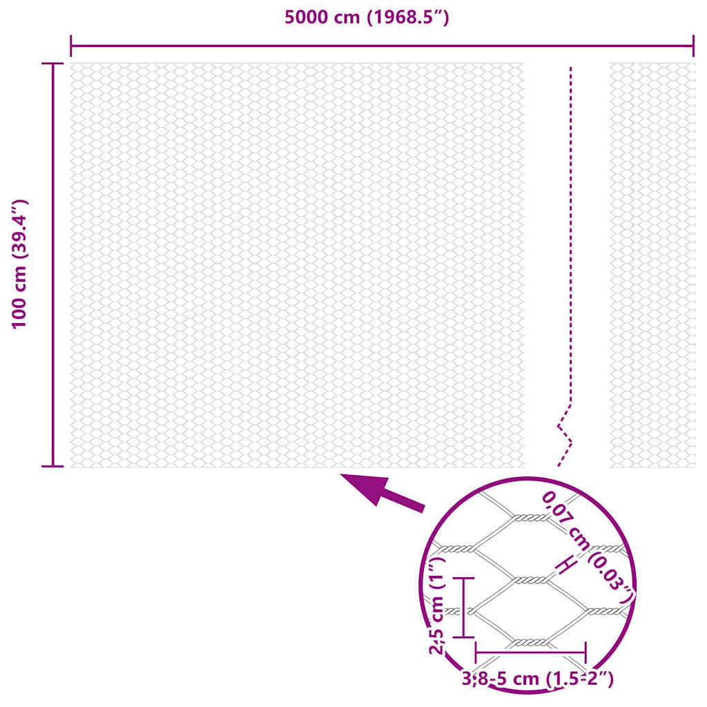 Hexagon Fence Grey 1 x 50 m PVC