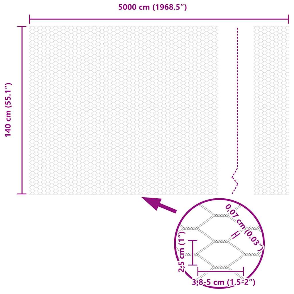 Hexagon Fence Grey 1.4 x 50 m PVC