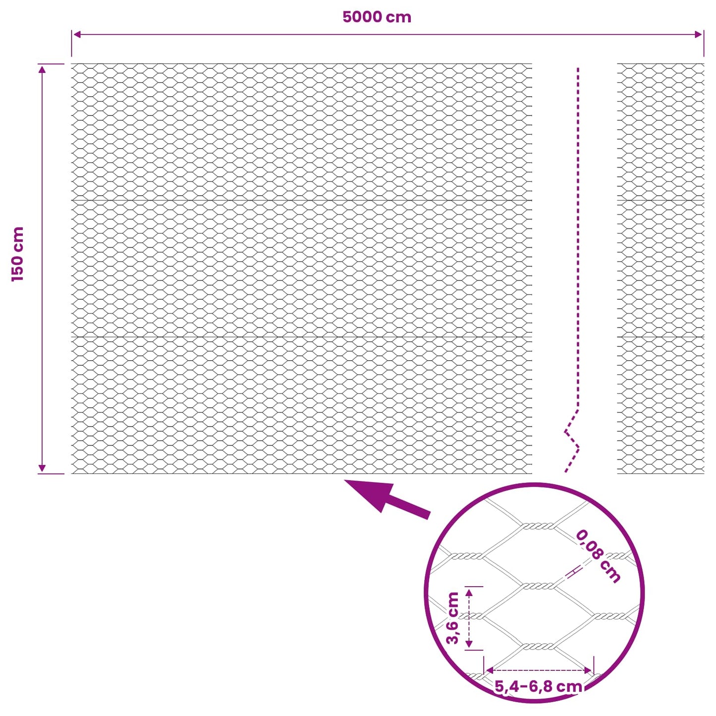Hexagon Fence Grey 1.5 x 50 m PVC