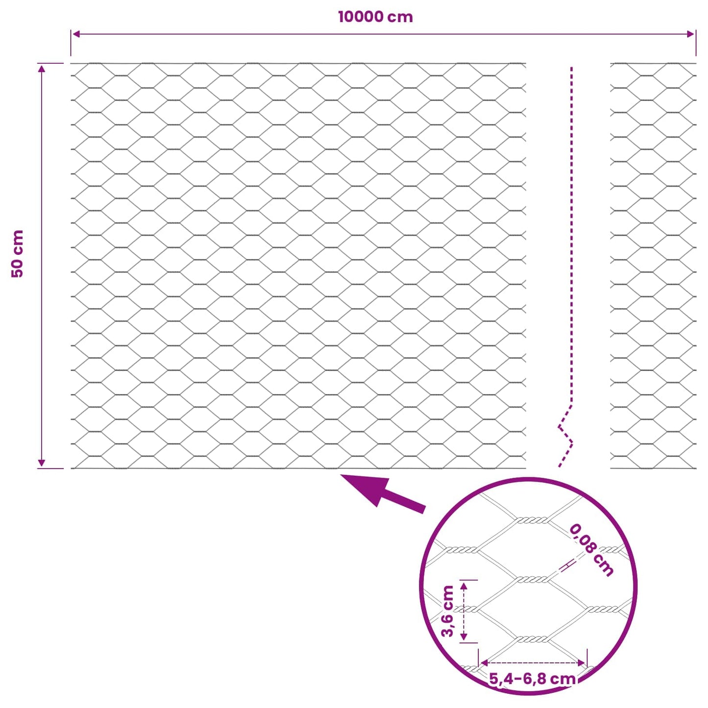 Hexagon Fence 0.5 x 100 m PVC Grey