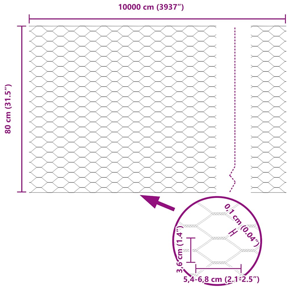 Hexagon Fence Grey 0.8 x 100 m PVC
