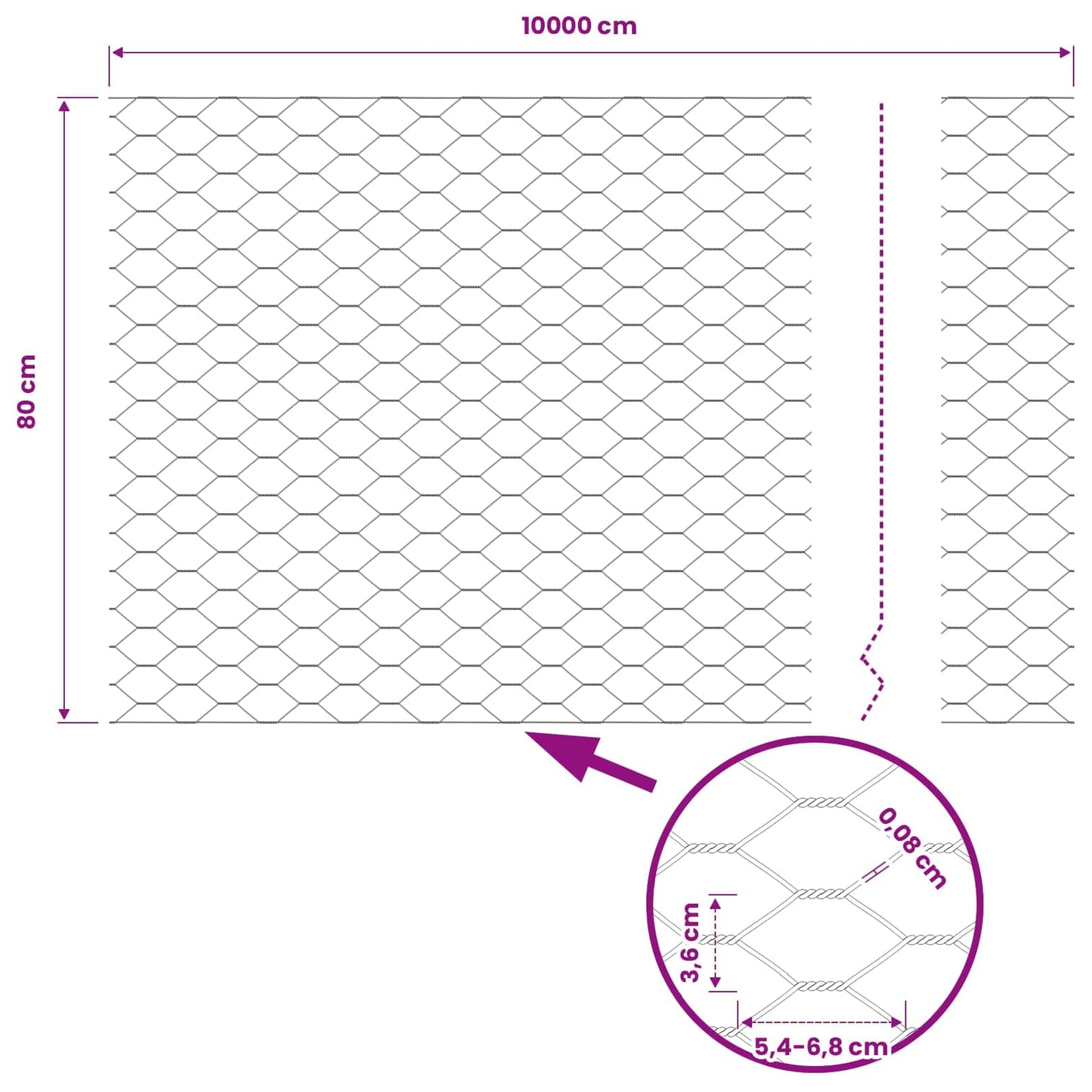 Hexagon Fence Grey 0.8 x 100 m PVC