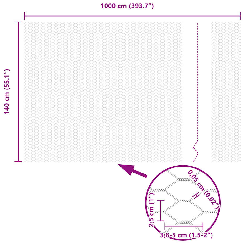 Hexagon Fence Silver 1.4 x 10 m Galvanised steel