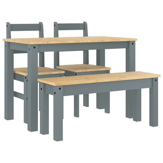 4 Piece Dining Set PANAMA Grey Solid Wood Pine 4 Piece Dining Set PANAMA Grey Solid Wood Pine