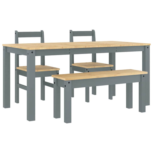 4 Piece Dining Set PANAMA Grey Solid Wood Pine 4 Piece Dining Set PANAMA Grey Solid Wood Pine