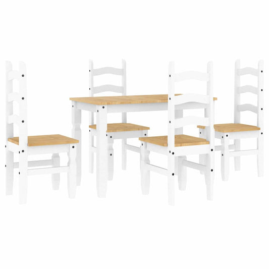 5 Piece Dining Set PANAMA White Solid Wood Pine 5 Piece Dining Set PANAMA White Solid Wood Pine