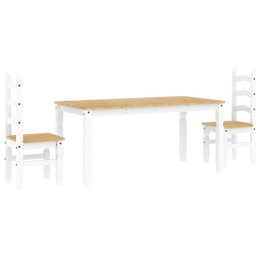 3 Piece Dining Set PANAMA White Solid Wood Pine 3 Piece Dining Set PANAMA White Solid Wood Pine