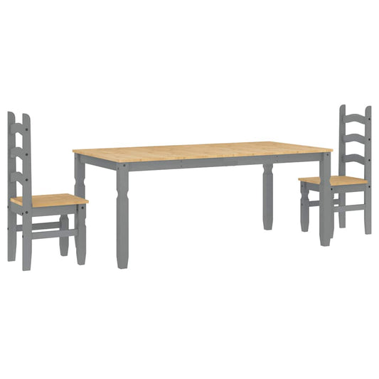 3 Piece Dining Set PANAMA Grey Solid Wood Pine 3 Piece Dining Set PANAMA Grey Solid Wood Pine