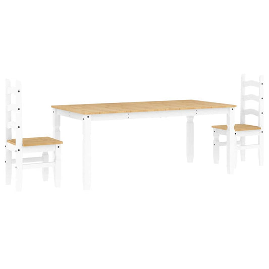 3 Piece Dining Set PANAMA White Solid Wood Pine 3 Piece Dining Set PANAMA White Solid Wood Pine