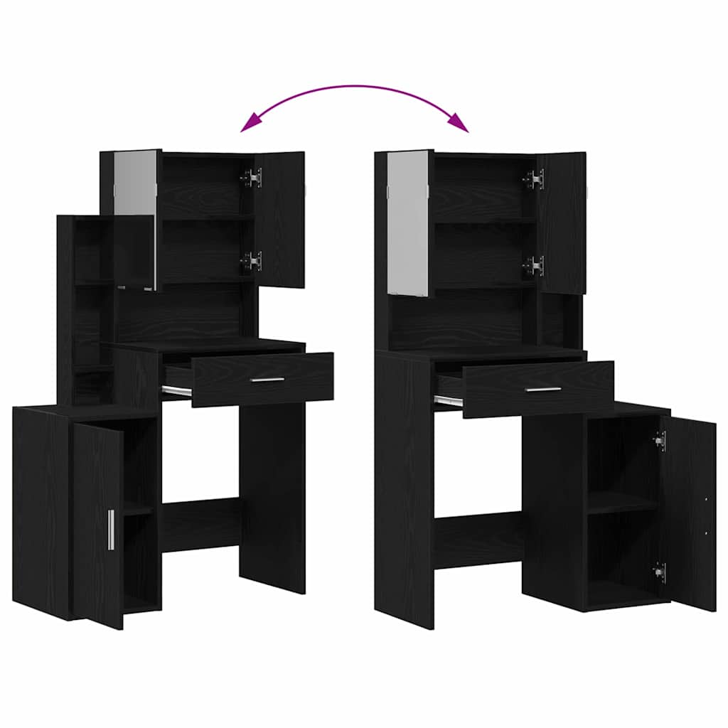 Dressing Table Black Oak 80 x 35 x 132 cm Engineered Wood