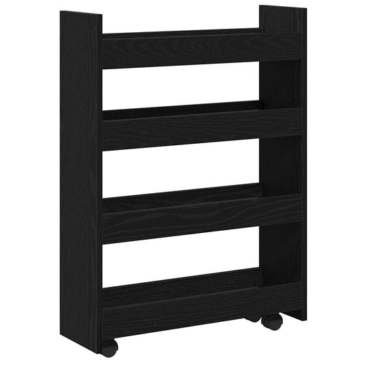 Narrow Storage Trolley Black Oak 60 x 20 x 82 cm Narrow Storage Trolley Black Oak 60 x 20 x 82 cm