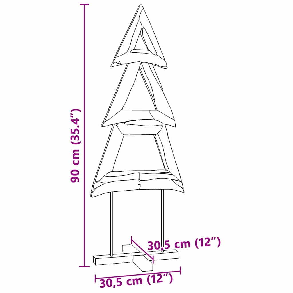 Christmas Tree with Stand Brown 90 cm Solid teak wood
