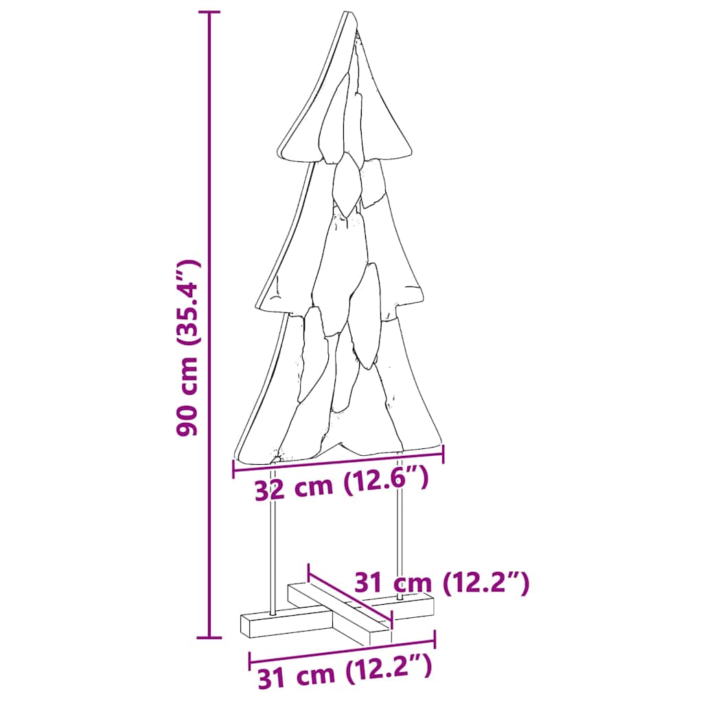 Christmas Tree with Stand Brown 90 cm Solid teak wood