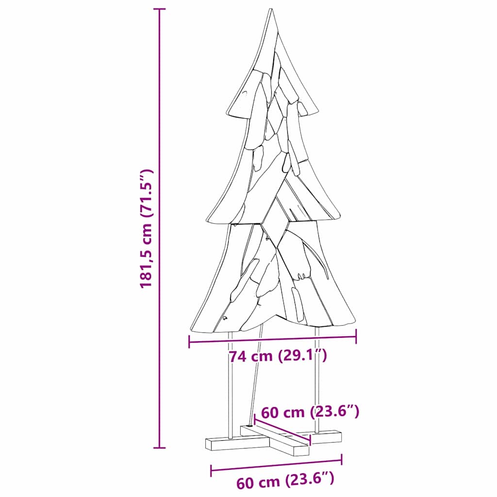 Christmas Tree with Stand Brown 180 cm Solid teak wood