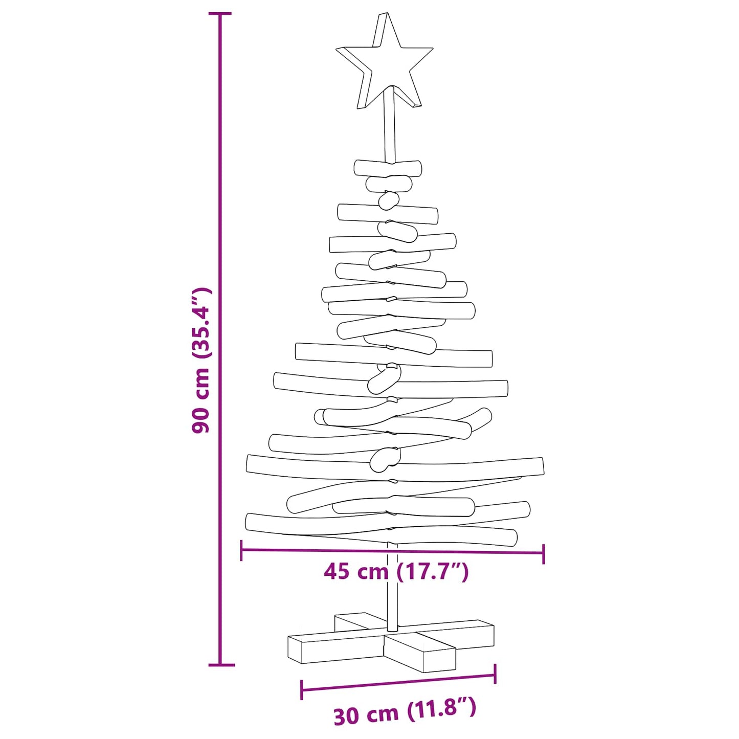 Christmas Tree Brown 90 cm Solid teak wood