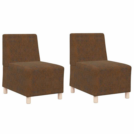Modular Sofa Unit Armless 2 pcs Brown 55 x 74 x 82 cm Modular Sofa Unit Armless 2 pcs Brown 55 x 74 x 82 cm
