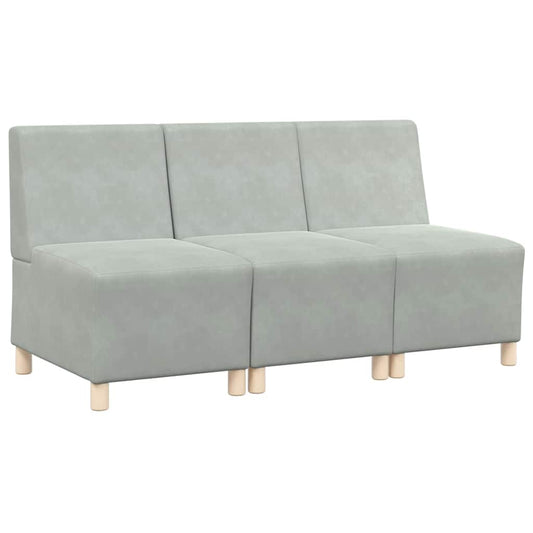 Modular Sofa Unit Armless 3 pcs Light Grey 55 x 74 x 82 cm Modular Sofa Unit Armless 3 pcs Light Grey 55 x 74 x 82 cm