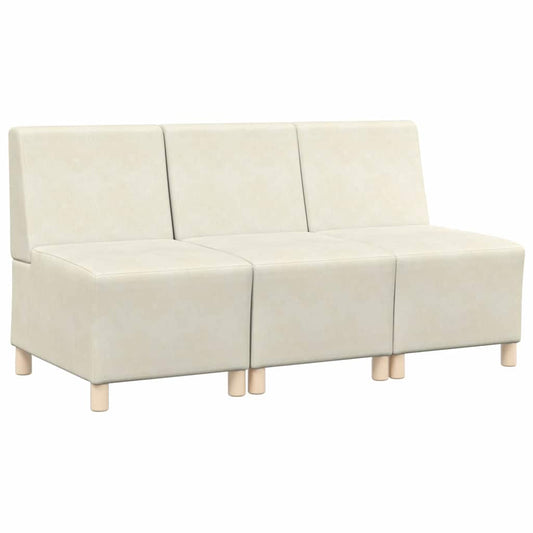 Modular Sofa Unit Armless 3 pcs Cream 55 x 74 x 82 cm Velvet Modular Sofa Unit Armless 3 pcs Cream 55 x 74 x 82 cm Velvet