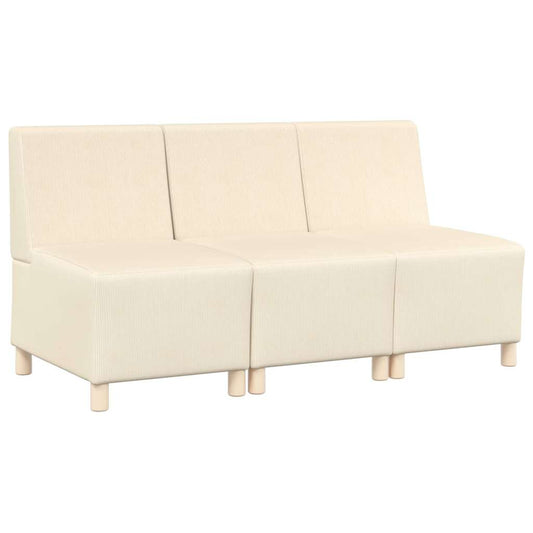 Modular Sofa Unit Armless 3 pcs Cream 55 x 74 x 82 cm Modular Sofa Unit Armless 3 pcs Cream 55 x 74 x 82 cm