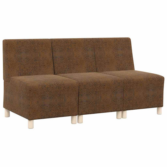 Modular Sofa Unit Armless 3 pcs Brown 55 x 74 x 82 cm Modular Sofa Unit Armless 3 pcs Brown 55 x 74 x 82 cm
